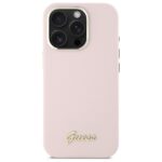 Guess GUHCP16XSMBSLP iPhone 16 Pro Max 6.9" pink hardcase Silicone Script Metal Logo & Frame - imagine 3