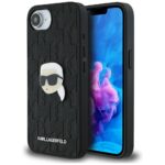 Case Karl Lagerfeld Monogram Karl Head Pin for iPhone 16e black