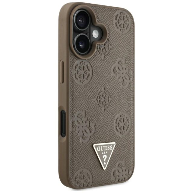Case Guess Grained Hot Stamp Peony Triangle Logo MagSafe for iPhone 16 brown - imagine 4