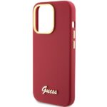 Guess GUHCP15XSMBSLM iPhone 15 Pro Max 6.7" magenta hardcase Silicone Script Metal Logo & Frame - imagine 6