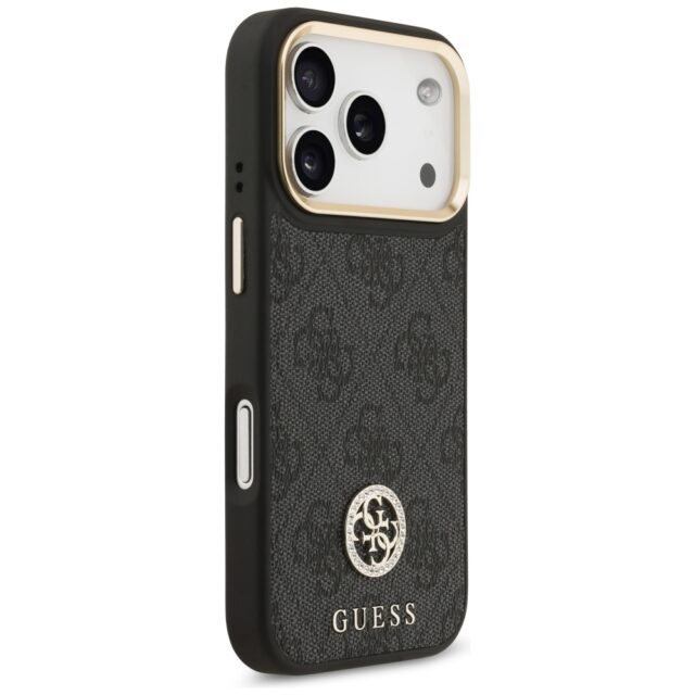 Guess 4G Strass Logo & Big Strap Metal Buttons MagSafe Case for iPhone 17 Pro Black - imagine 4
