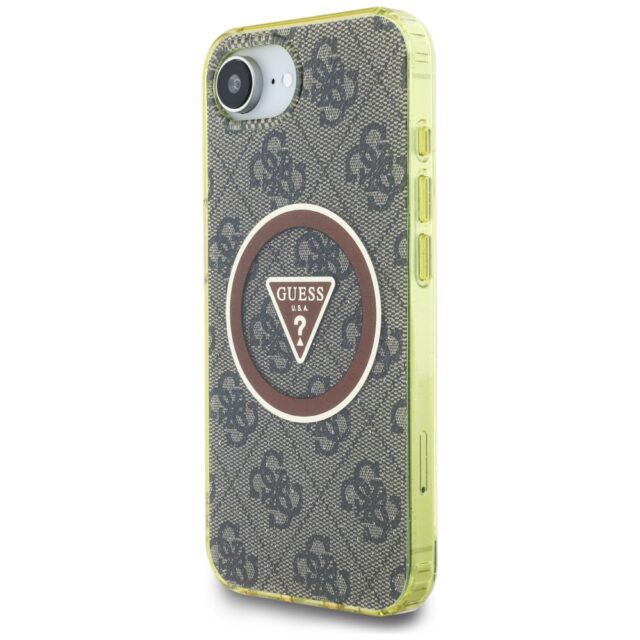 Case Guess IML Metal Glitter 4G Circle Triangle MagSafe for iPhone 16e brown - imagine 2