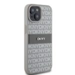 DKNY DKHCP15MPRTHSLE iPhone 15 Plus / 14 Plus 6.7 inch beige hardcase Leather Mono Stripe & Metal Lo - imagine 4