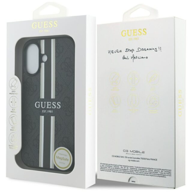 Case Guess 4G Printed Stripes MagSafe for iPhone 17 black - imagine 8