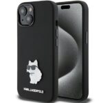 Karl Lagerfeld KLHCP15SSMHCNPK iPhone 15/ 14 / 13 6.1" black Silicone Choupette Metal Pin