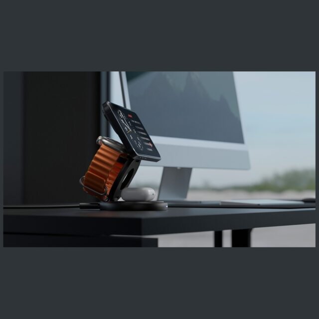 Wireless Charger Bazic Gomag Gyre Foldable 3in1 15W Fast Charging gold - imagine 6