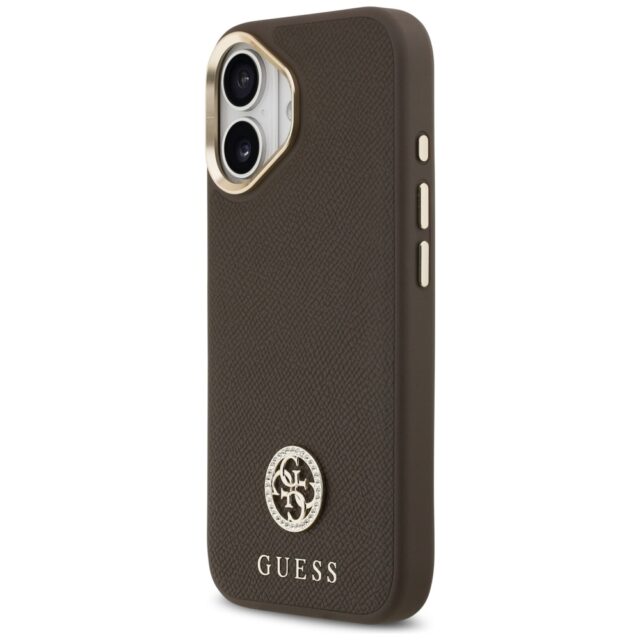 Case Guess Grained Strass Logo MagSafe for iPhone 17 brown - imagine 2