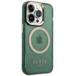 Guess GUHMP14XHTCMA iPhone 14 Pro Max 6,7" khaki hard case Gold Outline Translucent MagSafe - imagine 4