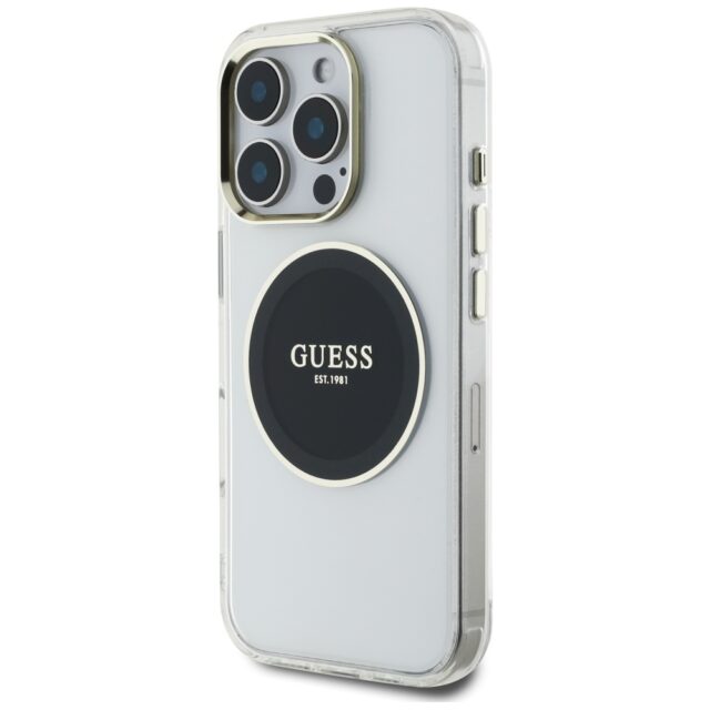 Case Guess IML Metal Colored Circle Classic Logo MagSafe for iPhone 16 Pro black - imagine 2