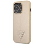 Guess GUHCP14LPSATLE iPhone 14 Pro 6,1" beige hardcase SaffianoTriangle Logo - imagine 2