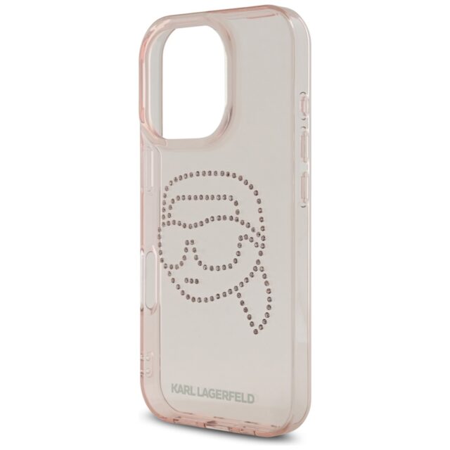 Case Karl Lagerfeld IML Rhinestones Karl Head for iPhone 16 Pro pink - imagine 6