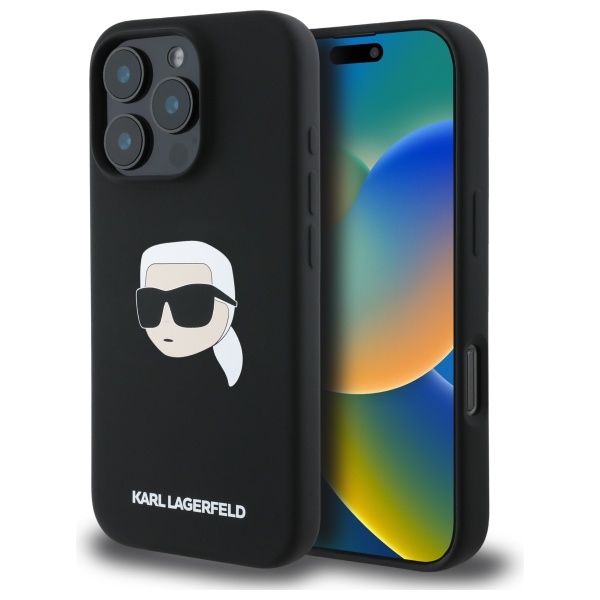 cps-49ef6cd49850b945569376d1be57086c-2025-12-06-19-14-31 Karl Lagerfeld KLHMP16LSKHPPLK iPhone 16 Pro 6.3" black hardcase Silicone Karl Head Print MagS - imagine 1