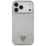 Case Guess Glitter Triangle Logo MagSafe for iPhone 17 Pro Max silver - imagine 3
