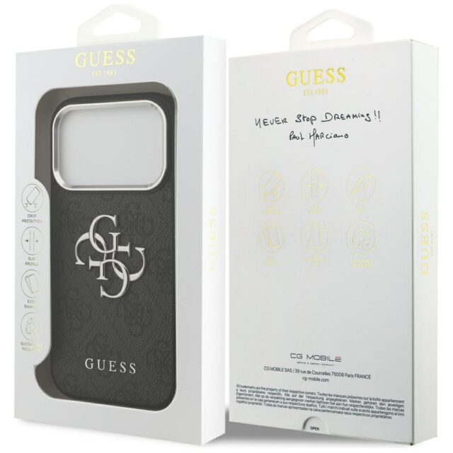 Case Guess 4G Big 4G Classic Logo for iPhone 17 Pro black silver - imagine 8