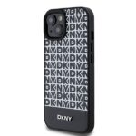 DKNY DKHMP15SPSOSPK iPhone 15 / 14 / 13 6.1 inch black hardcase Leather Printed Pattern Metal Logo M - imagine 2