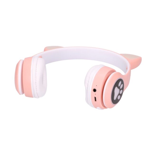 Extralink Kids Cat-Ear Wireless Headphones Pink | Wireless Headphones | Bluetooth 5.0, RGB Lighting - imagine 3
