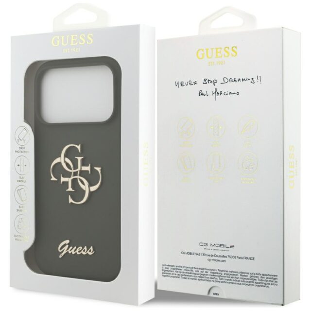 Guess Silicone Big 4G Script case for iPhone 17 Pro khaki - imagine 8