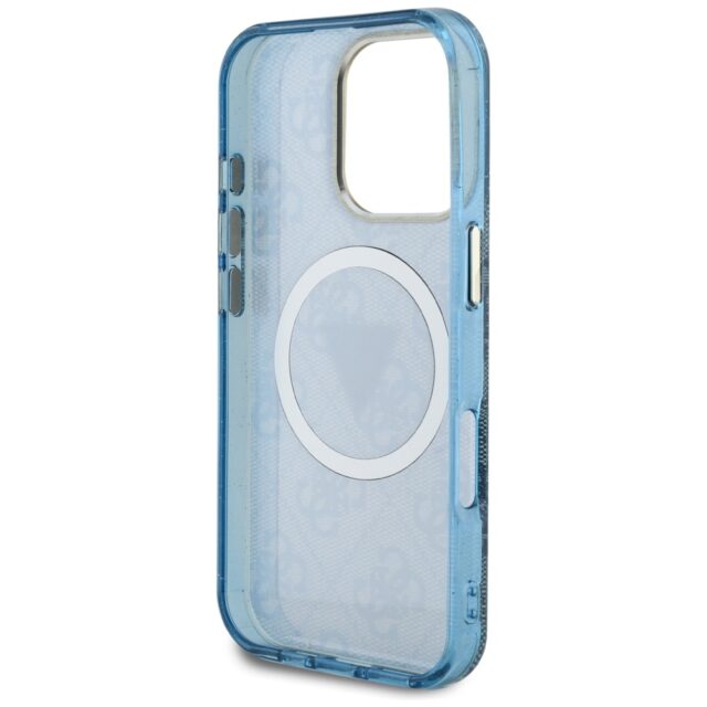 Case Guess IML Metal Glitter 4G Circle Triangle MagSafe for iPhone 16 Pro Max blue - imagine 7