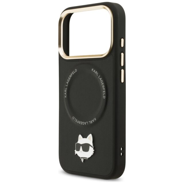 Karl Lagerfeld Big Strap Choupette Metal Logo MagSafe Case for iPhone 17 Pro Black - imagine 6