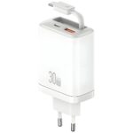 Wall charger USAMS Xiang Series CC296 30W 1xUSB-C 1xUSB-A + USB-C cable white