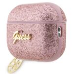 Guess GUAP2GLGSHP AirPods Pro 2 (2022/2023) cover pink Glitter Flake 4G Charm - imagine 3