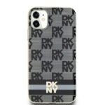 DKNY DKHMN61HCPTSK iPhone 11 / Xr 6.1 inch black hardcase IML Checkered Mono Pattern & Printed Strip