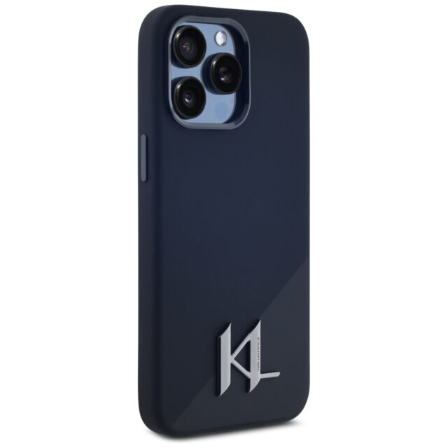 Case Karl Lagerfeld Silicone Shadow Metal Initial MagSafe for iPhone 15 Pro black - imagine 4