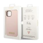 Guess GUHMP14SSBPLP iPhone 14 / 15 / 13 6.1" pink hard case Silicone Logo Plate MagSafe - imagine 8