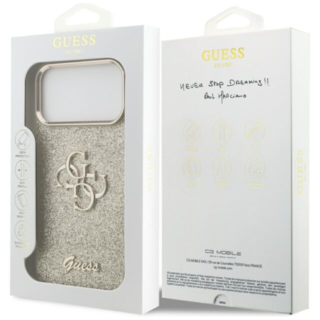 Guess Fixed Glitter Big 4G Metal Frame case for iPhone 17 Pro Max gold - imagine 8