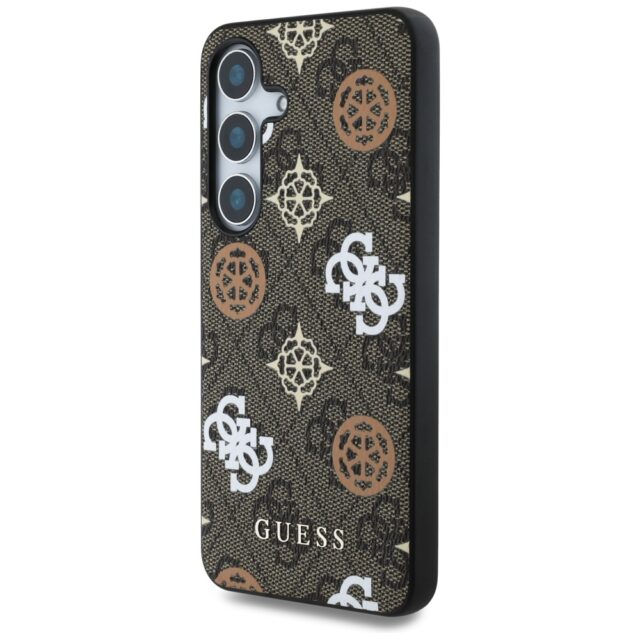 Case Guess 4G Printed Colored Peony Pattern MagSafe to Samsung Galaxy S25 brown - imagine 2