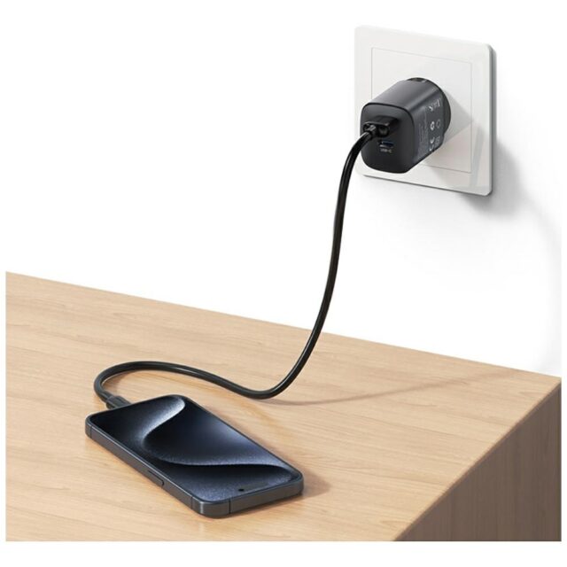 Wall charger USAMS CC290 T66 45W GaN 1xUSB-A 1xUSB-C silver - imagine 9