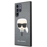 Karl Lagerfeld KLHCS22LSAKHSL S908 S22 Ultra silver hardcase Saffiano Ikonik Karl`s Head - imagine 2