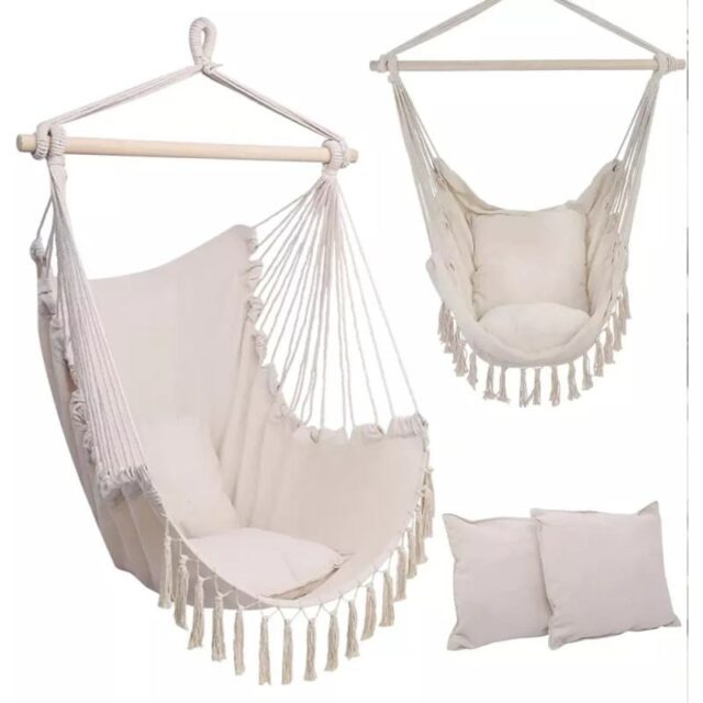 Black Forest Hammock, Brazilian Chair 100x130cm Beige - imagine 3