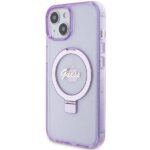 Guess GUHMP15MHRSGSU iPhone 15 Plus/ 14 Plus 6.7" purple hardcase Ring Stand Script Glitte - imagine 2