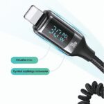 USAMS Car charger C37 1xUSB+1xUSB-C 60W + Lightning cable 30W PD+QC Fast Charge black CC193CC0 - imagine 6