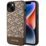 Guess GUHMP14MHGCFSEW iPhone 14 Plus / 15 Plus 6.7" brown hard case GCube Stripes MagSafe