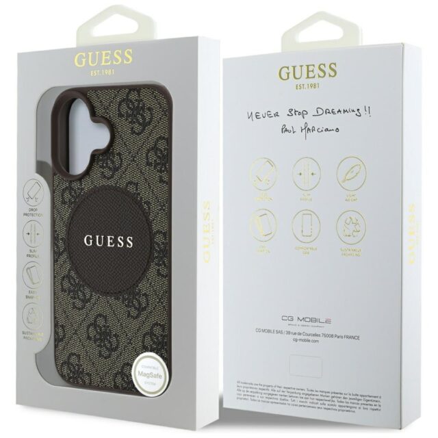 Case Guess 4G Circle Classic Logo MagSafe for iPhone 16 brown - imagine 8