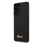 Guess GUHCS21LLSLMGBK S21 Ultra G998 black hardcase Silicone Script Metal Logo - imagine 2