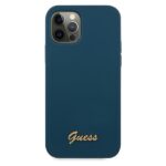 Guess GUHCP12LLSLMGBL iPhone 12 Pro Max 6,7" blue hardcase Metal Logo Script - imagine 3