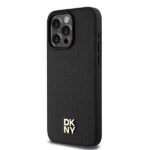 DKNY DKHMP15XPSHRPSK iPhone 15 Pro Max 6.7 inch black hardcase Leather Monogram Pattern Metal Logo M - imagine 2