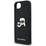 Case Karl Lagerfeld Fixed Glitter Karl&Choupette Heads Metal Pin for iPhone 16e black - imagine 6