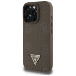Case Guess Grained Hot Stamp Peony Triangle Logo MagSafe for iPhone 16 Pro Max brown - imagine 2