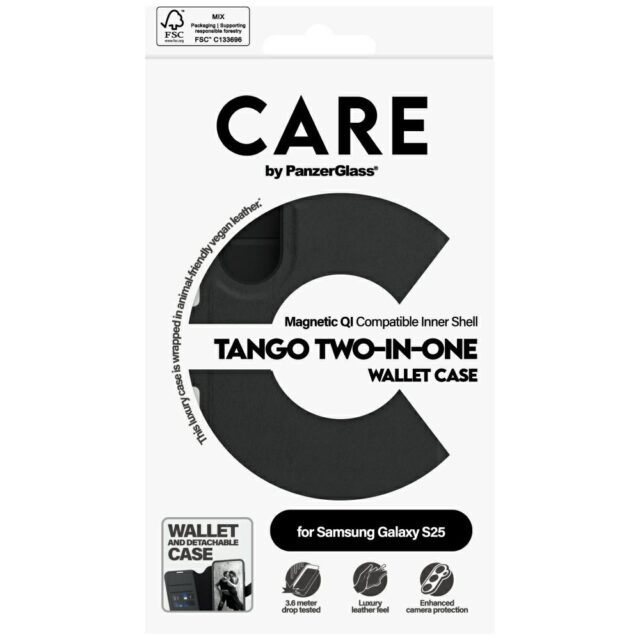 CARE by PanzerGlass Feature Tango 2in1 Wallet Case for Samsung Galaxy S25 Black - imagine 5