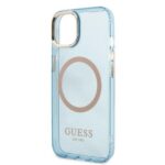 Guess GUHMP13MHTCMB iPhone 13 / 14 / 15 6.1" blue hard case Gold Outline Translucent MagSaf - imagine 6