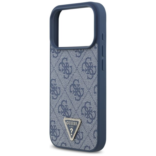 Guess Leather 4G Triangle Strass MagSafe case for iPhone 17 Pro blue - imagine 6
