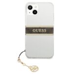 Guess GUHCP13SKB4GBR iPhone 13 mini 5,4" Transparent hardcase 4G Brown Strap Charm - imagine 3
