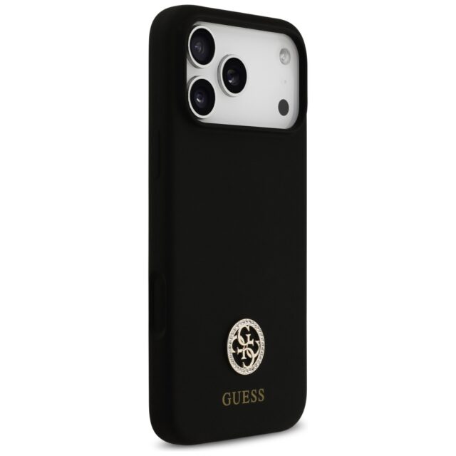 Guess Silicone Logo Strass 4G MagSafe Case for iPhone 17 Pro Max Black - imagine 4