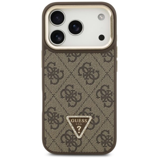 Case Guess 4G PU Triangle Logo & Stand Camera Magsafe for iPhone 17 Pro brown - imagine 3