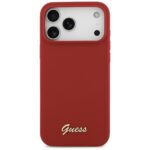 Case Guess Silicone Script Metal Logo MagSafe for iPhone 17 Pro Max magenta - imagine 3