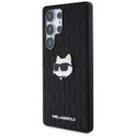 Karl Lagerfeld Leather Monogram Pin Logo Choupette Head Case for Samsung Galaxy S25 Ultra Black - imagine 2